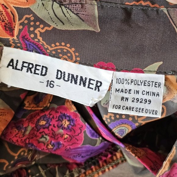 VTG 80s 90s L Green Floral‎ Longsleeve Blouse Colorful Collared Smocked Waist - Picture 6 of 8